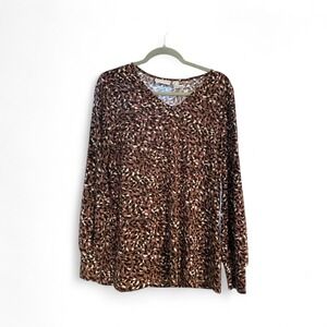 Susan Graver Women's Long Sleeve V Neck Abstract Print‎ Top Size S